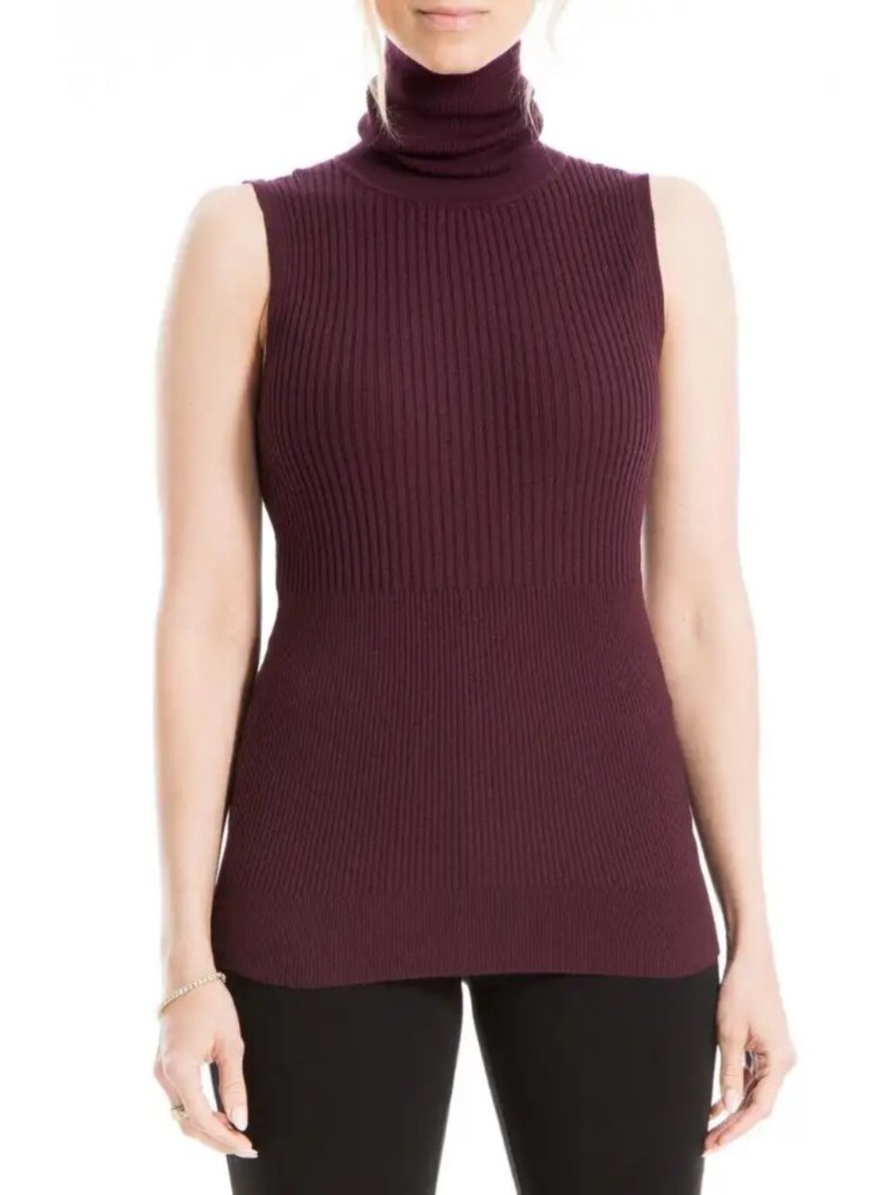 MAX STUDIO Sleeveless Ribbed Turtle Neck